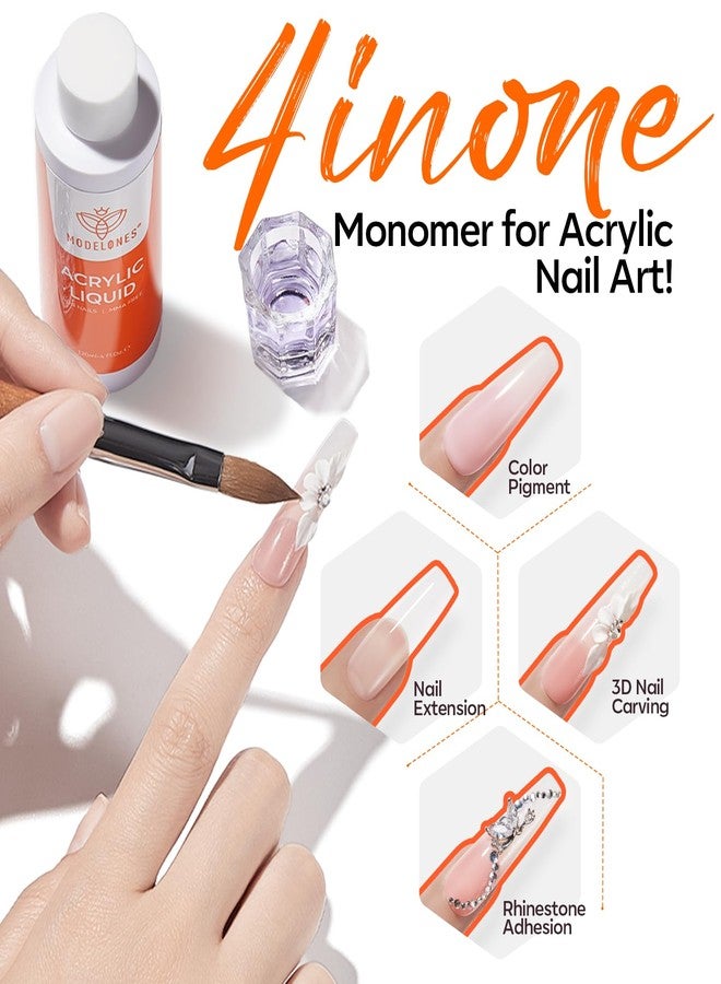 modelones Monomer 4 oz, Upgraded Monomer Acrylic Nail Liquid for Acrylic Powder Nail Extension 3D Carving, MMA-Free Non-Yellowing DIY Home Salon 120ml - Image 4